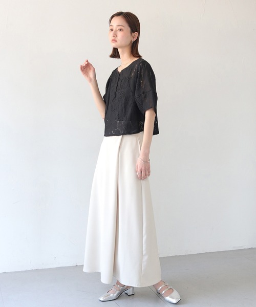 CLEIO(クレイオ)の「【CLEIO】ランタンスリーブレース半袖ブラウス(シャツ/ブラウス・レディース・アイボリー/ブラック・FREE)」の20枚目の写真