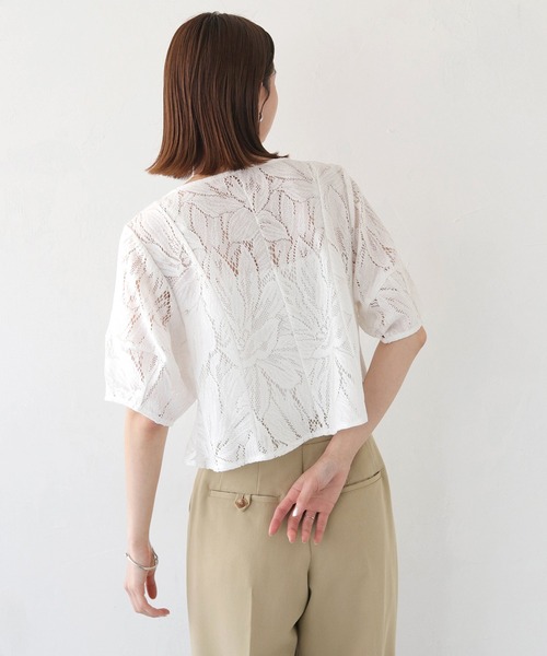 CLEIO(クレイオ)の「【CLEIO】ランタンスリーブレース半袖ブラウス(シャツ/ブラウス・レディース・アイボリー/ブラック・FREE)」の8枚目の写真