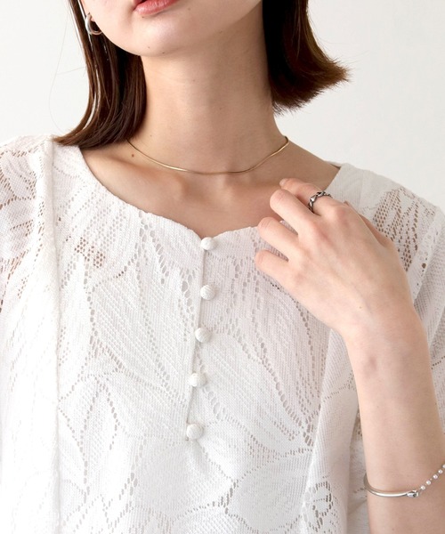 CLEIO(クレイオ)の「【CLEIO】ランタンスリーブレース半袖ブラウス(シャツ/ブラウス・レディース・アイボリー/ブラック・FREE)」の5枚目の写真