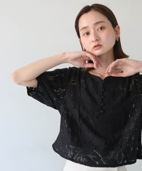 CLEIO(クレイオ)の「【CLEIO】ランタンスリーブレース半袖ブラウス(シャツ/ブラウス・レディース・アイボリー/ブラック・FREE)」の14枚目の写真