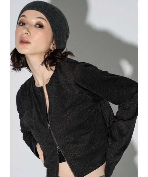 Adoon plain（アドーンプレーン）の「アソートダブルジップトップス（Tシャツ/カットソー・レディース・チャコールグレー/その他/ライトブルー/ブラック/ライトグリーン・FREE）」の5枚目の写真