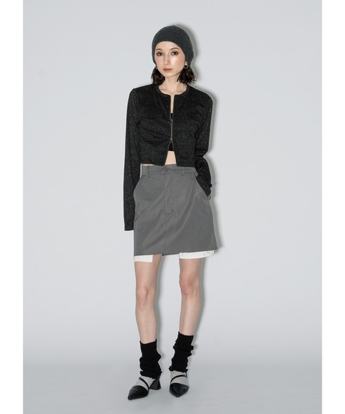 Adoon plain（アドーンプレーン）の「アソートダブルジップトップス（Tシャツ/カットソー・レディース・チャコールグレー/その他/ライトブルー/ブラック/ライトグリーン・FREE）」の8枚目の写真