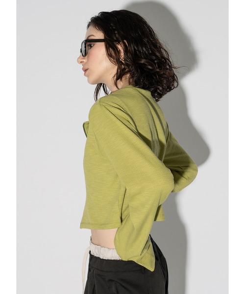 Adoon plain（アドーンプレーン）の「アソートダブルジップトップス（Tシャツ/カットソー・レディース・チャコールグレー/その他/ライトブルー/ブラック/ライトグリーン・FREE）」の10枚目の写真