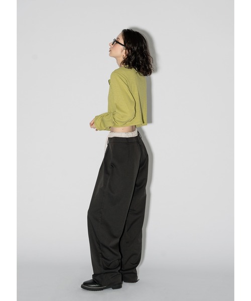 Adoon plain（アドーンプレーン）の「アソートダブルジップトップス（Tシャツ/カットソー・レディース・チャコールグレー/その他/ライトブルー/ブラック/ライトグリーン・FREE）」の12枚目の写真