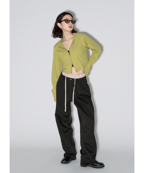 Adoon plain（アドーンプレーン）の「アソートダブルジップトップス（Tシャツ/カットソー・レディース・チャコールグレー/その他/ライトブルー/ブラック/ライトグリーン・FREE）」の14枚目の写真