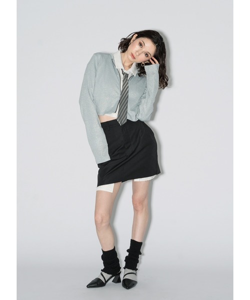 Adoon plain（アドーンプレーン）の「アソートダブルジップトップス（Tシャツ/カットソー・レディース・チャコールグレー/その他/ライトブルー/ブラック/ライトグリーン・FREE）」の20枚目の写真