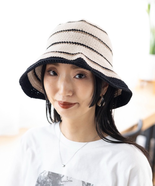 LEPSIM（レプシィム）の「コットンクロシェハット　995099（ハット・レディース・グレイッシュベージュ/ダークグリーン/レッド・ONE SIZE）」の9枚目の写真