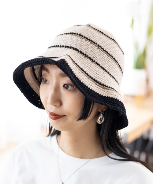 LEPSIM（レプシィム）の「コットンクロシェハット　995099（ハット・レディース・グレイッシュベージュ/ダークグリーン/レッド・ONE SIZE）」の8枚目の写真