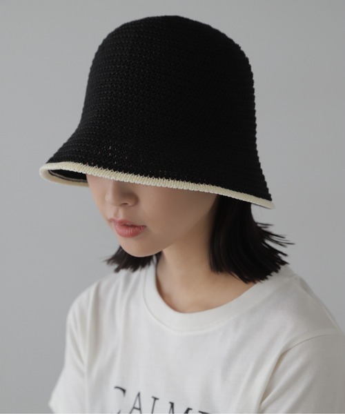 FREE'S MART（フリーズマート）の「ライン入りハット（ハット・レディース・ブラック/ホワイト・ﾌﾘ-）」の2枚目の写真