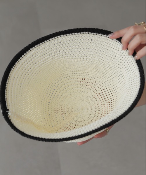 FREE'S MART（フリーズマート）の「ライン入りハット（ハット・レディース・ブラック/ホワイト・ﾌﾘ-）」の3枚目の写真