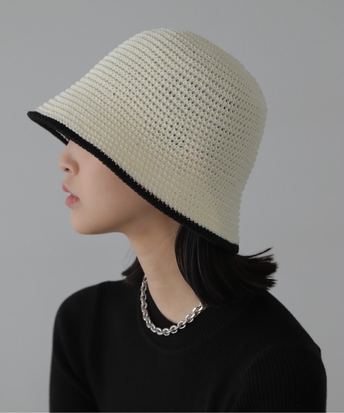 FREE'S MART（フリーズマート）の「ライン入りハット（ハット・レディース・ブラック/ホワイト・ﾌﾘ-）」の4枚目の写真