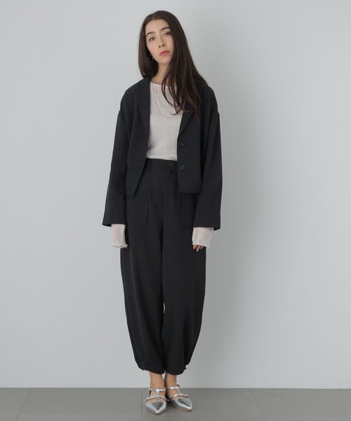 saloon（サルーン）の「SALOON(サルーン)/　タンブラーオックスジャケット　【セットアップ可】（テーラードジャケット・レディース・ベージュ/チャコールグレー・FREE）」の8枚目の写真