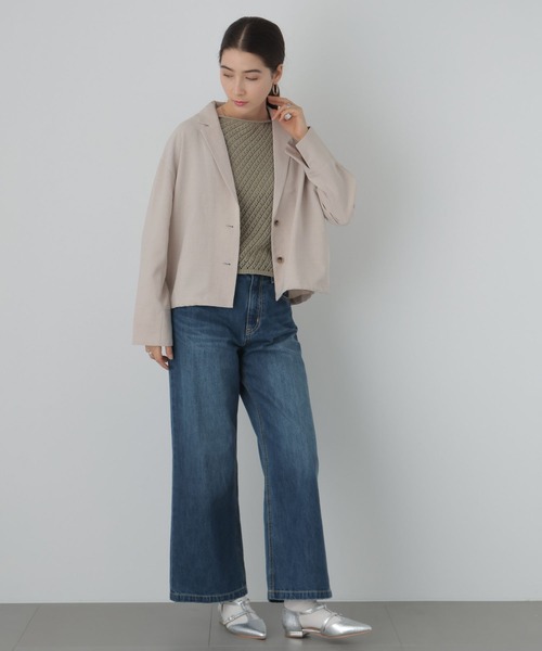 saloon（サルーン）の「SALOON(サルーン)/　タンブラーオックスジャケット　【セットアップ可】（テーラードジャケット・レディース・ベージュ/チャコールグレー・FREE）」の17枚目の写真