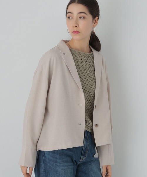 saloon（サルーン）の「SALOON(サルーン)/　タンブラーオックスジャケット　【セットアップ可】（テーラードジャケット・レディース・ベージュ/チャコールグレー・FREE）」の20枚目の写真