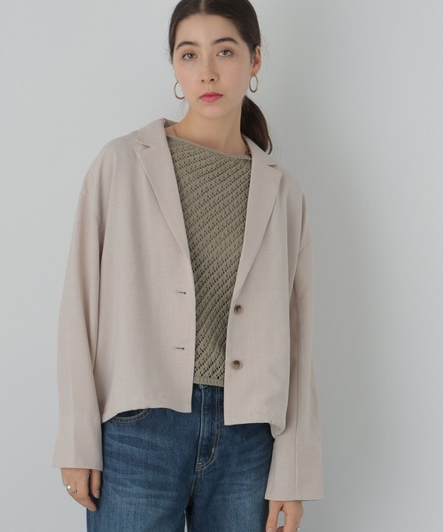 saloon（サルーン）の「SALOON(サルーン)/　タンブラーオックスジャケット　【セットアップ可】（テーラードジャケット・レディース・ベージュ/チャコールグレー・FREE）」の13枚目の写真