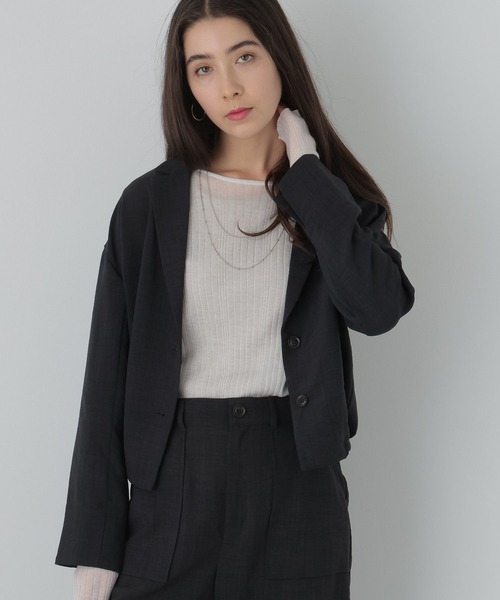 saloon（サルーン）の「SALOON(サルーン)/　タンブラーオックスジャケット　【セットアップ可】（テーラードジャケット・レディース・ベージュ/チャコールグレー・FREE）」の9枚目の写真