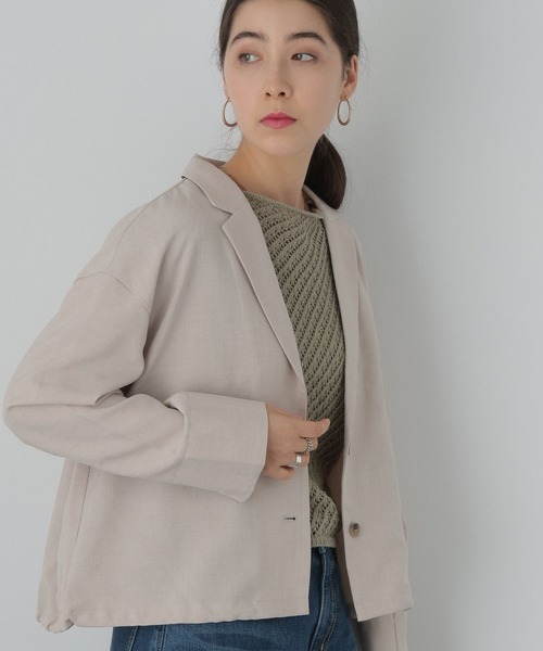 saloon（サルーン）の「SALOON(サルーン)/　タンブラーオックスジャケット　【セットアップ可】（テーラードジャケット・レディース・ベージュ/チャコールグレー・FREE）」の12枚目の写真