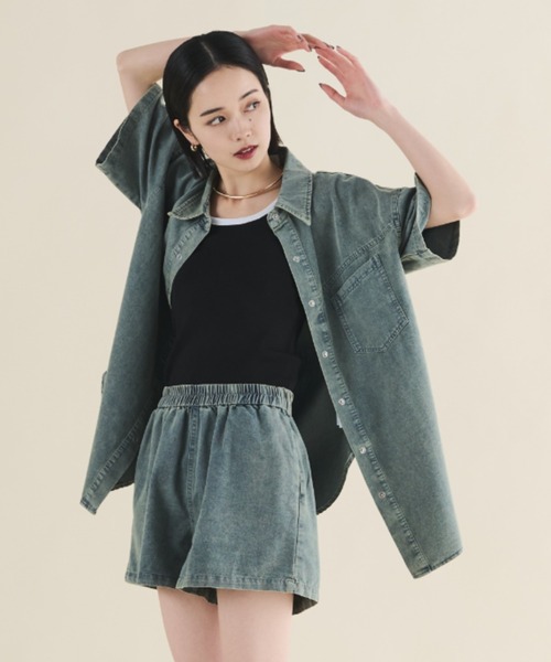 MERLOT（メルロー）の「オーバーサイズデニムセットアップ（シャツ/ブラウス・レディース・ブルー・FREE）」の9枚目の写真