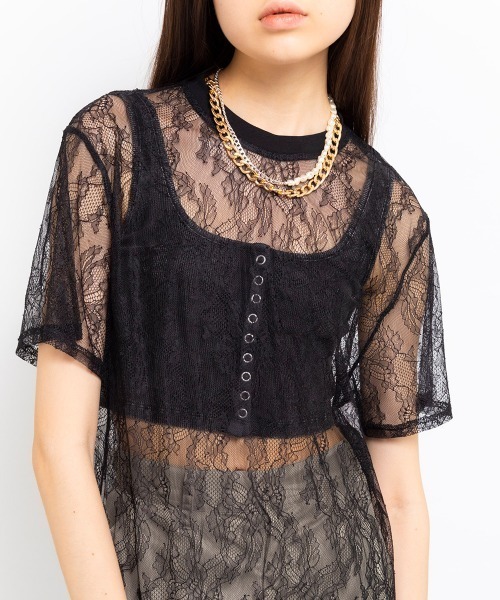 anna sui nyc(アナ スイ エヌ ワイ シー)の「ANNA SUI NYC ボタニカルモチーフ レース ロングドレス 【SP】(ワンピース・レディース・パープル/ホワイト/ブラック・FREE)」の7枚目の写真