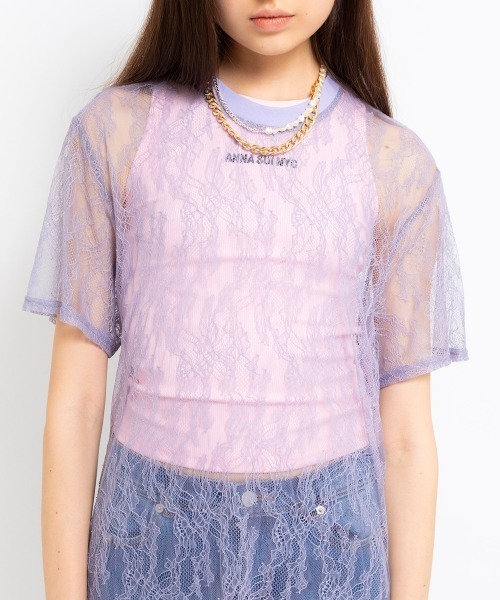 anna sui nyc(アナ スイ エヌ ワイ シー)の「ANNA SUI NYC ボタニカルモチーフ レース ロングドレス 【SP】(ワンピース・レディース・パープル/ホワイト/ブラック・FREE)」の9枚目の写真