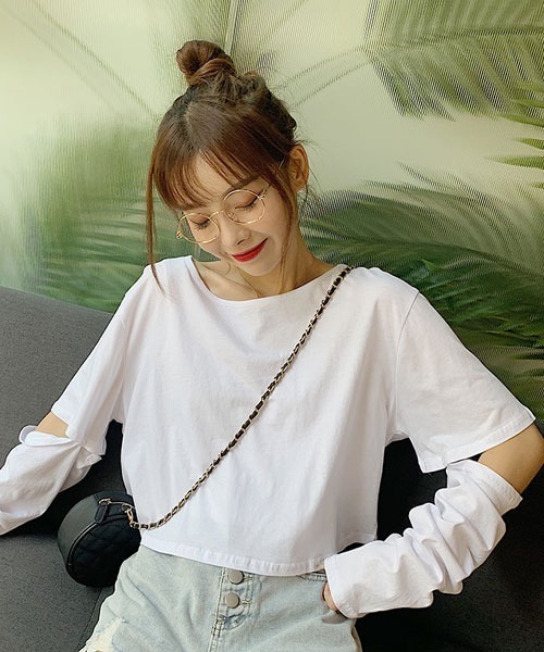 Mayree（メイリー）の「【Mayree】カットスリーブプルオーバー（Tシャツ/カットソー・レディース・ホワイト/ブラック・MEDIUM/LARGE）」の2枚目の写真