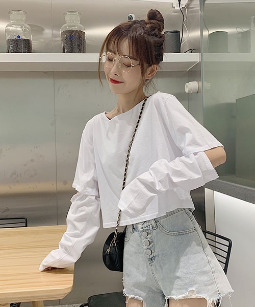 Mayree（メイリー）の「【Mayree】カットスリーブプルオーバー（Tシャツ/カットソー・レディース・ホワイト/ブラック・MEDIUM/LARGE）」の10枚目の写真