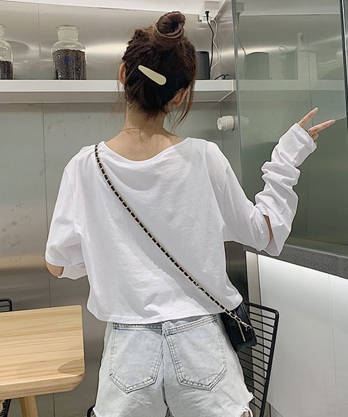 Mayree（メイリー）の「【Mayree】カットスリーブプルオーバー（Tシャツ/カットソー・レディース・ホワイト/ブラック・MEDIUM/LARGE）」の12枚目の写真