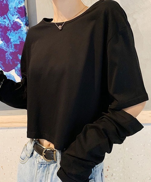 Mayree（メイリー）の「【Mayree】カットスリーブプルオーバー（Tシャツ/カットソー・レディース・ホワイト/ブラック・MEDIUM/LARGE）」の6枚目の写真