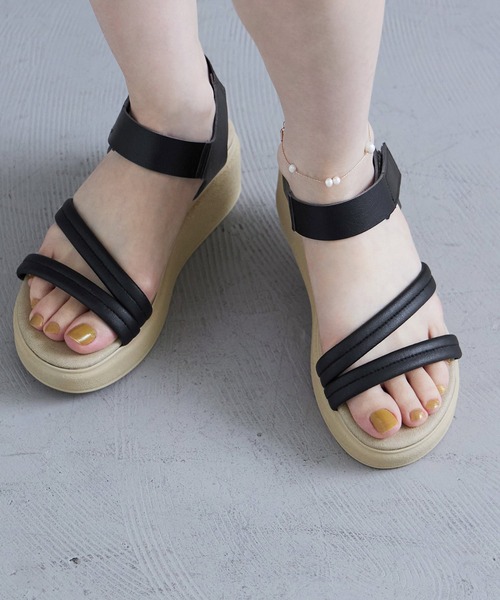 Fashion Letter(ファッションレター)の「日本製 バックゴムベルト 厚底コンフォートサンダル レディース 痛くないサンダル(サンダル・レディース・ホワイト/ベージュ系その他/ブラック・S/M/L/LL)」の6枚目の写真