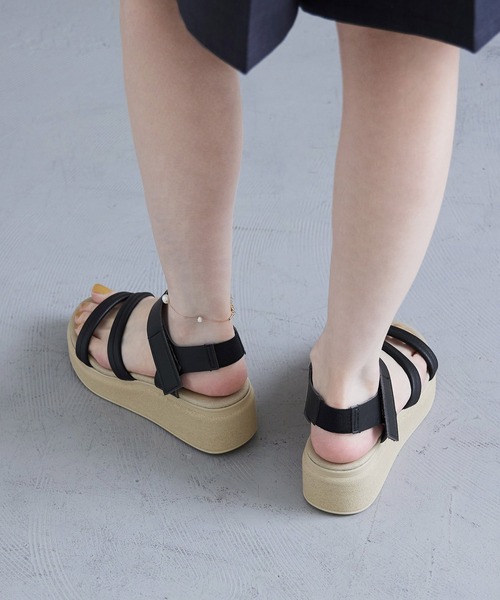 Fashion Letter(ファッションレター)の「日本製 バックゴムベルト 厚底コンフォートサンダル レディース 痛くないサンダル(サンダル・レディース・ホワイト/ベージュ系その他/ブラック・S/M/L/LL)」の11枚目の写真