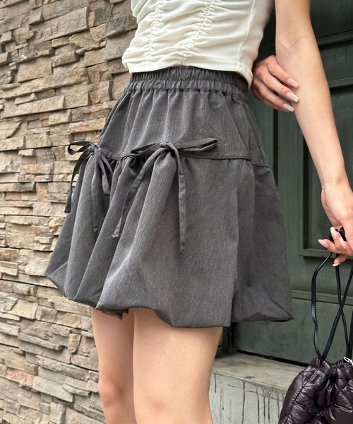 3.3 Field Trip （3.3フィールドトリップ）の「3.3 Field Trip／リボンバルーンスカート（裏地あり）（スカート・レディース・チャコール/ライトグレー/ブラック・FREE）」の3枚目の写真