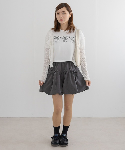 3.3 Field Trip （3.3フィールドトリップ）の「3.3 Field Trip／リボンバルーンスカート（裏地あり）（スカート・レディース・チャコール/ライトグレー/ブラック・FREE）」の17枚目の写真