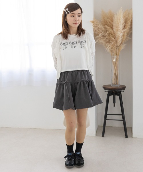 3.3 Field Trip （3.3フィールドトリップ）の「3.3 Field Trip／リボンバルーンスカート（裏地あり）（スカート・レディース・チャコール/ライトグレー/ブラック・FREE）」の18枚目の写真