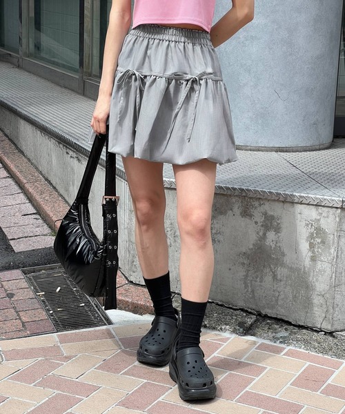3.3 Field Trip （3.3フィールドトリップ）の「3.3 Field Trip／リボンバルーンスカート（裏地あり）（スカート・レディース・チャコール/ライトグレー/ブラック・FREE）」の22枚目の写真