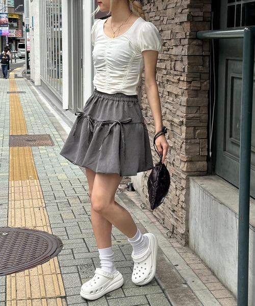 3.3 Field Trip （3.3フィールドトリップ）の「3.3 Field Trip／リボンバルーンスカート（裏地あり）（スカート・レディース・チャコール/ライトグレー/ブラック・FREE）」の14枚目の写真