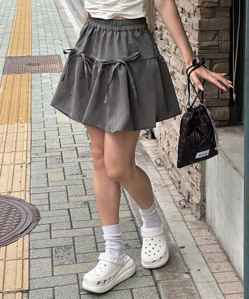 3.3 Field Trip （3.3フィールドトリップ）の「3.3 Field Trip／リボンバルーンスカート（裏地あり）（スカート・レディース・チャコール/ライトグレー/ブラック・FREE）」の16枚目の写真