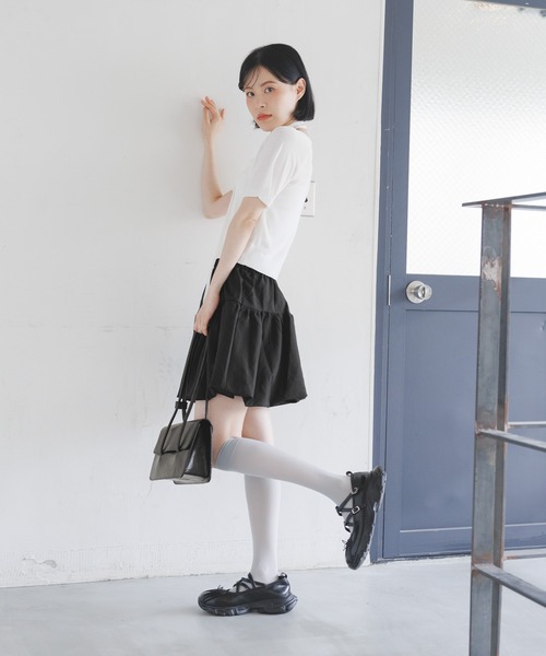 3.3 Field Trip （3.3フィールドトリップ）の「3.3 Field Trip／リボンバルーンスカート（裏地あり）（スカート・レディース・チャコール/ライトグレー/ブラック・FREE）」の8枚目の写真