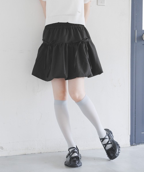 3.3 Field Trip （3.3フィールドトリップ）の「3.3 Field Trip／リボンバルーンスカート（裏地あり）（スカート・レディース・チャコール/ライトグレー/ブラック・FREE）」の11枚目の写真