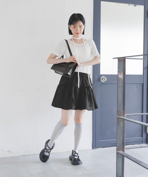 3.3 Field Trip （3.3フィールドトリップ）の「3.3 Field Trip／リボンバルーンスカート（裏地あり）（スカート・レディース・チャコール/ライトグレー/ブラック・FREE）」の5枚目の写真