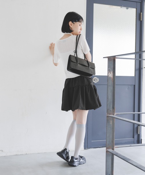 3.3 Field Trip （3.3フィールドトリップ）の「3.3 Field Trip／リボンバルーンスカート（裏地あり）（スカート・レディース・チャコール/ライトグレー/ブラック・FREE）」の9枚目の写真