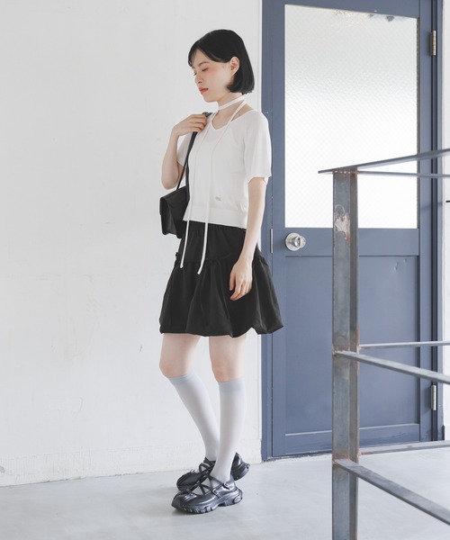 3.3 Field Trip （3.3フィールドトリップ）の「3.3 Field Trip／リボンバルーンスカート（裏地あり）（スカート・レディース・チャコール/ライトグレー/ブラック・FREE）」の7枚目の写真