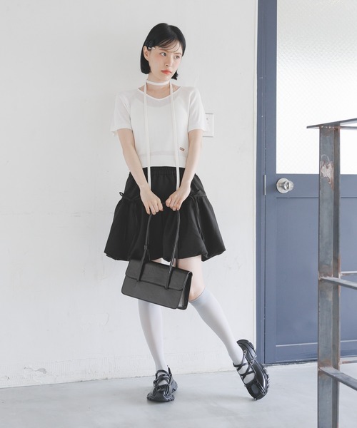 3.3 Field Trip （3.3フィールドトリップ）の「3.3 Field Trip／リボンバルーンスカート（裏地あり）（スカート・レディース・チャコール/ライトグレー/ブラック・FREE）」の6枚目の写真