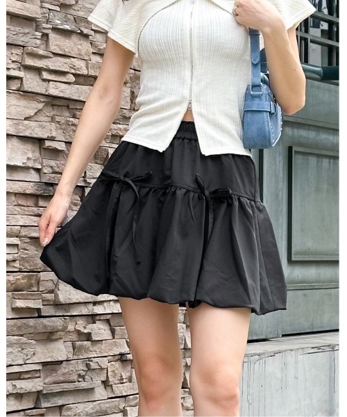 3.3 Field Trip （3.3フィールドトリップ）の「3.3 Field Trip／リボンバルーンスカート（裏地あり）（スカート・レディース・チャコール/ライトグレー/ブラック・FREE）」の13枚目の写真