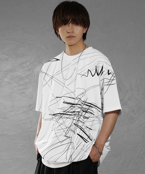 メンズ プリント Tシャツ シルエットデザイン ルーズ 5031001 ツアーグラフィックデザイン ルーズ半袖Tシャツ MONO-MART│MONO