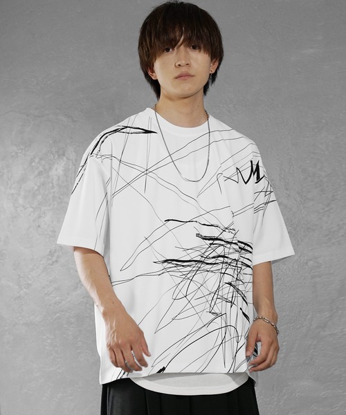 boohoo MAN★半袖 クルーネック トップス Tシャツ★ミスフィッツ メンズ 夏物 アーチロゴプリント半袖Tシャツ トップス ゆったり