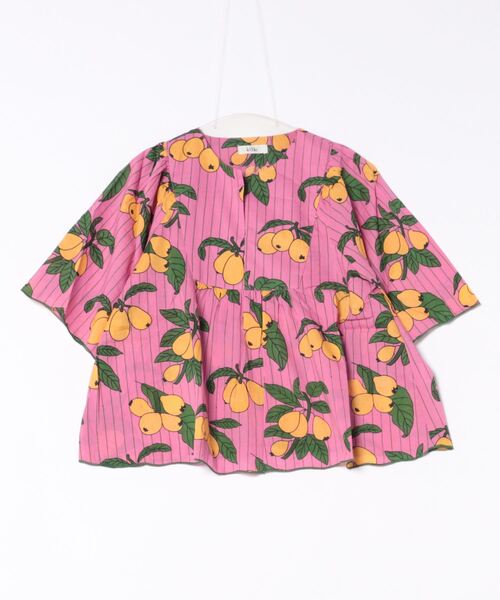 KILKI / キルキー びわ柄 プリント スリットネック 半袖