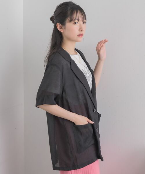 RETRO GIRL（レトロガール）の「シアーテーラードJK（テーラードジャケット・レディース・ブラック/ナチュラル・FREE）」の16枚目の写真