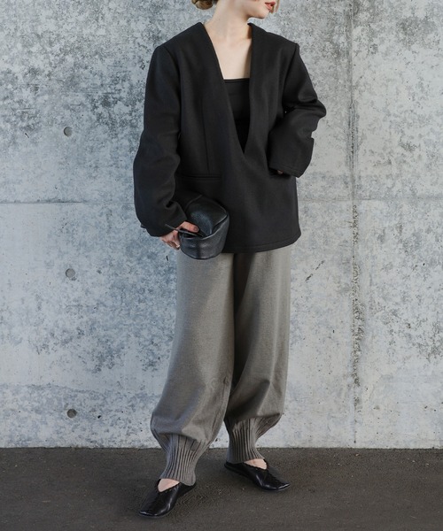 select MOCA by son（セレクトモカバイソン）の「【洗える】裾リブニットバルーンパンツ（その他パンツ・レディース・チャコールグレー/ブラック/グレイッシュベージュ・SMALL/MEDIUM）」の6枚目の写真