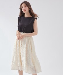 couture brooch | 【大人レディの華やかワンピ】カットジャガードドッキングワンピース(ワンピース)