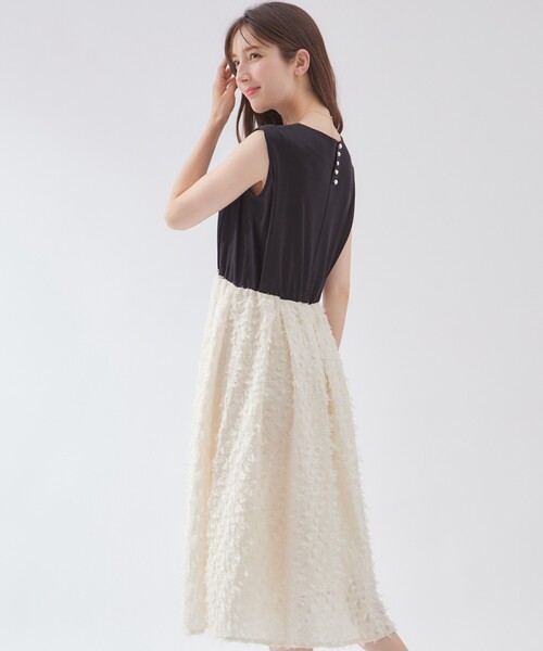 couture brooch(クチュールブローチ)の「◆【大人レディの華やかワンピ】カットジャカードドッキングワンピース(ワンピース・レディース・オフホワイト/ブラック・40/38/42/36)」の15枚目の写真